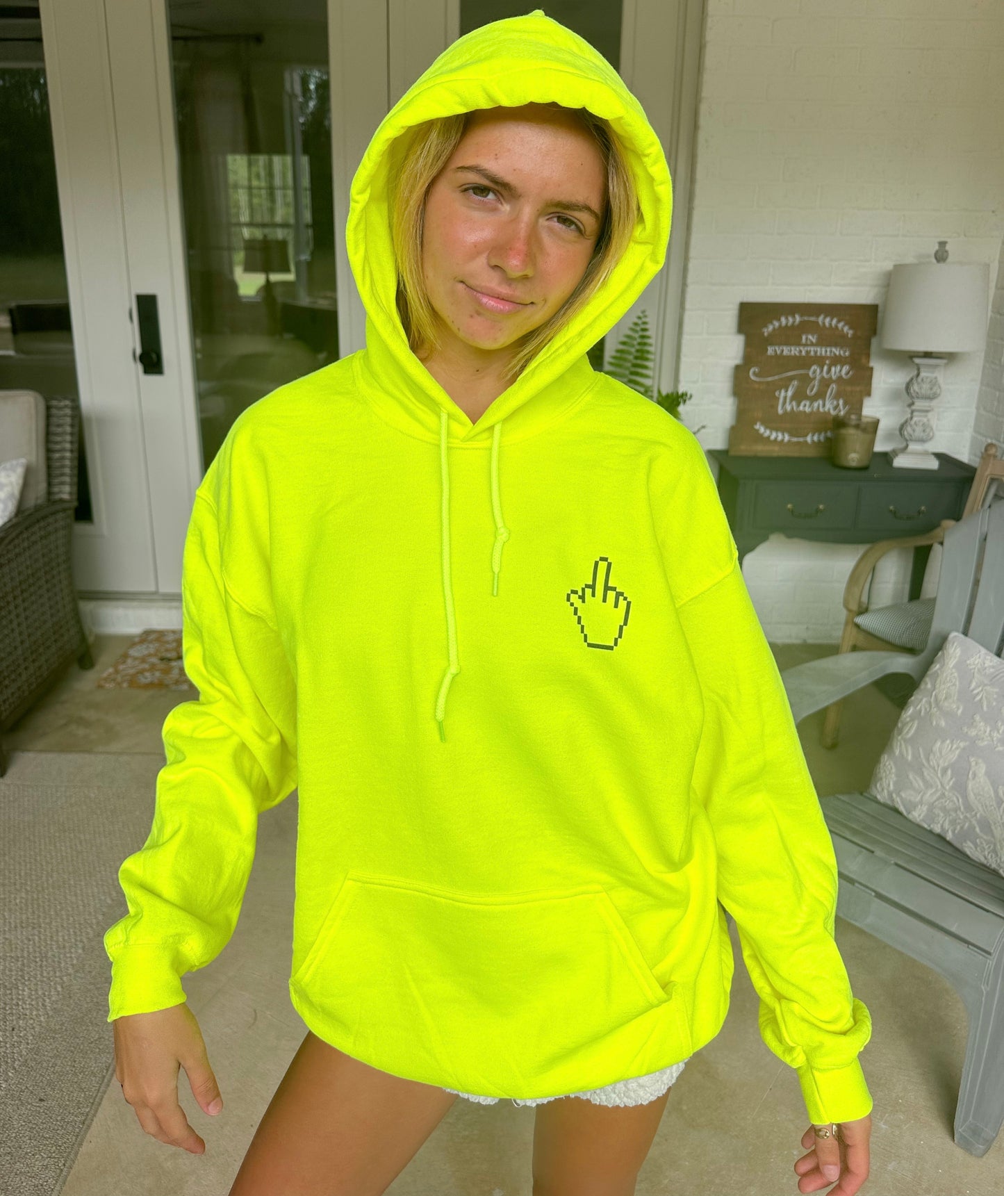 IDGAF Neon Middle Finger Hoodie