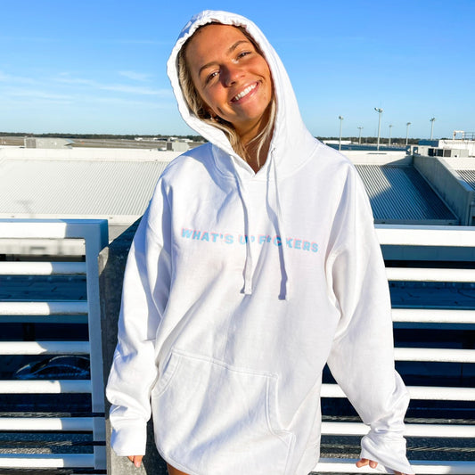 WHAT'S UP F*CKERS White Hoodie
