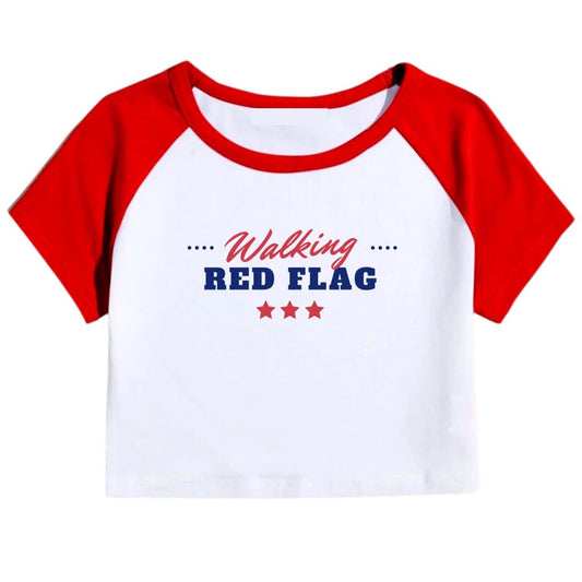 WALKING RED FLAG Cropped Tee